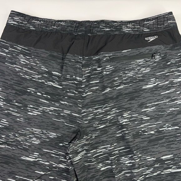 Speedo Mens Tech Volley Swim Shorts Black White Space Dye Drawstring XL New - Picture 9 of 12